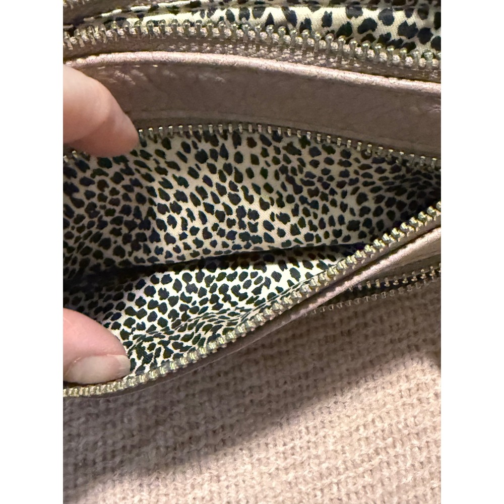 Mauve Taupe Pebbled Faux Leather Crossbody Bag with Leopard Lining - Picture 9 of 12